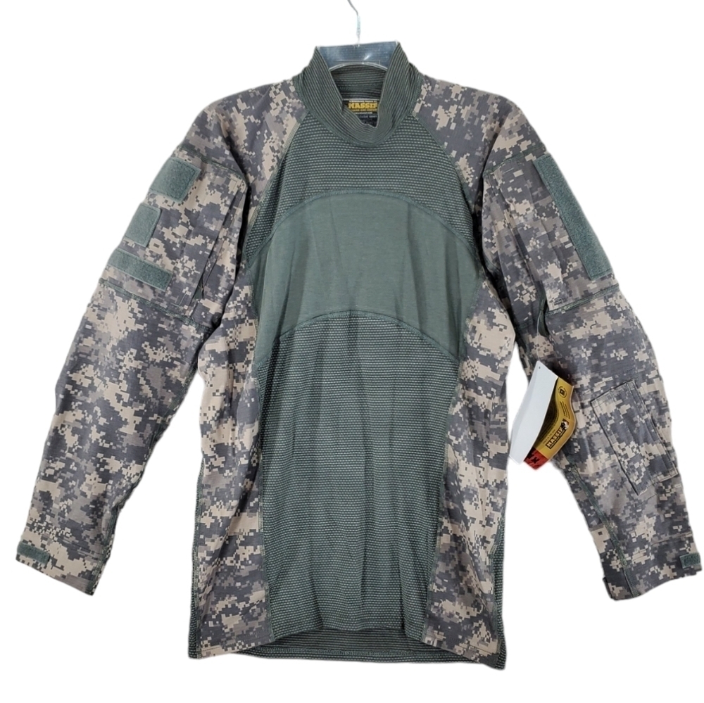 Massif Army Combat Shirt Mens S Green Beige Camo Flame Resistant Breathable L/S